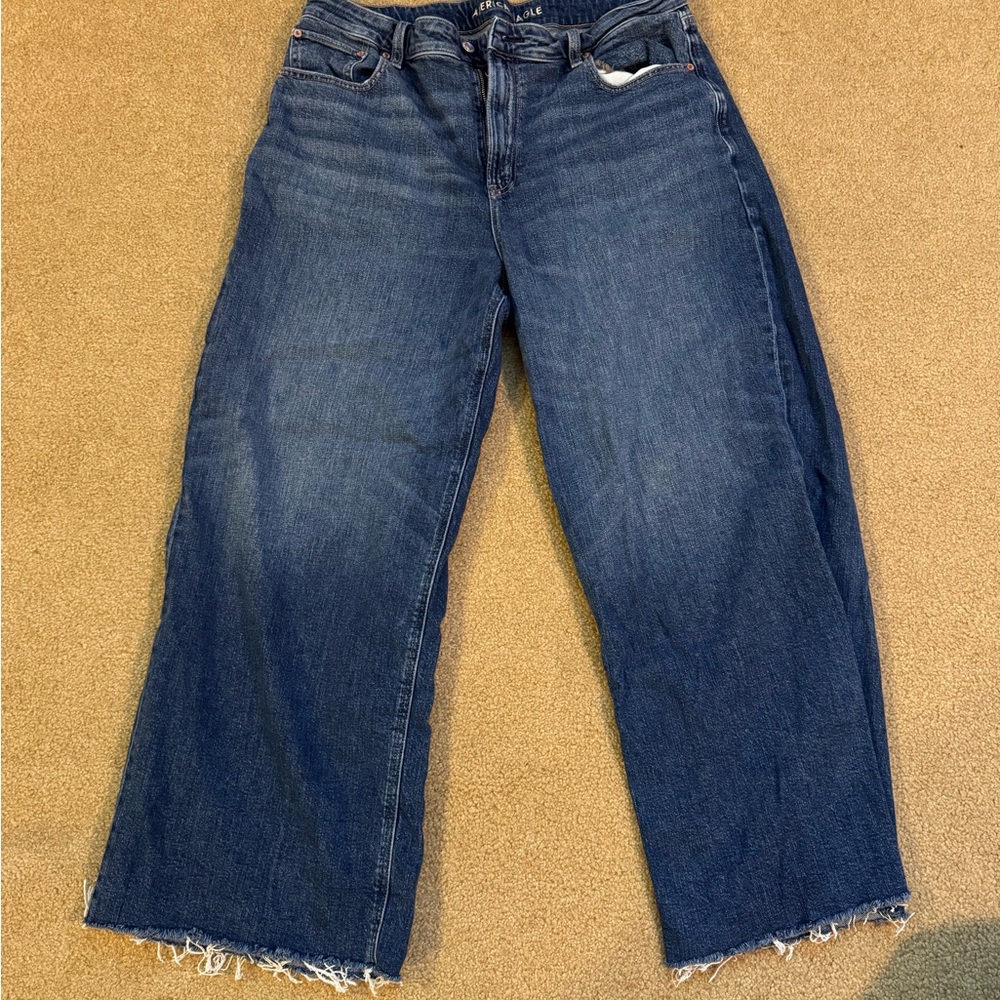 American Eagle Super High Rise Baggy Wide Leg Jeans Size 18